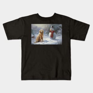 Dog and Snowman Kids T-Shirt